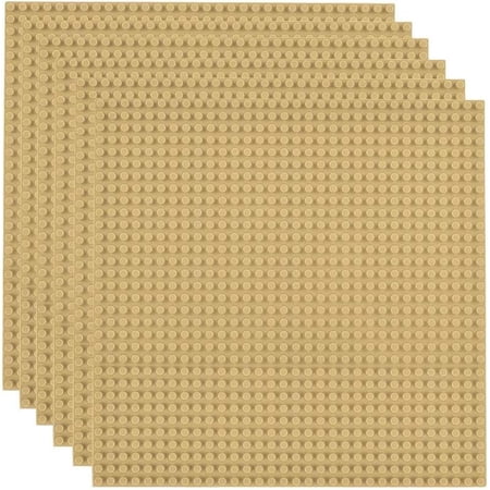 6 Pack Classic Baseplates, 10"x10" Large Building Board Base Plates 100% Compatible with All Major Brands, Sand