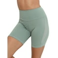 thumbnail image 3 of WLJ Women Solid Color Mesh Splicing High Waist Hip Lifting Yoga Shorts, 3 of 6