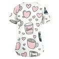 thumbnail image 4 of Valentine's Day Scrubs Top for Women Cute Love Heart Printed V-Neck Short Sleeve Scrub Top Valentine's Day Nurse Uniforms Workwear Tops with Pockets, 4 of 6
