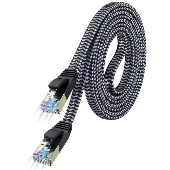Cat 7 Ethernet Cable 15 ft, MORELECS Nylon Braided Cat 7 Internet Cable 15 ft Ethernet Cable RJ45 Network Cable Cat7 LAN Cable for PC Laptop Modem Router Cable Ethernet