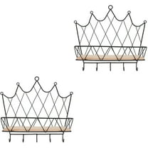 Masteelf 2 pcs  Iron Wall Non-perforated Crown Decoration Storage Shelf for Home Wall Black