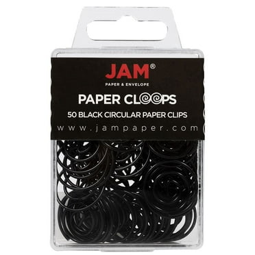 JAM Paper Black Circular Paper Clips, 1 inch, 50 per Pack