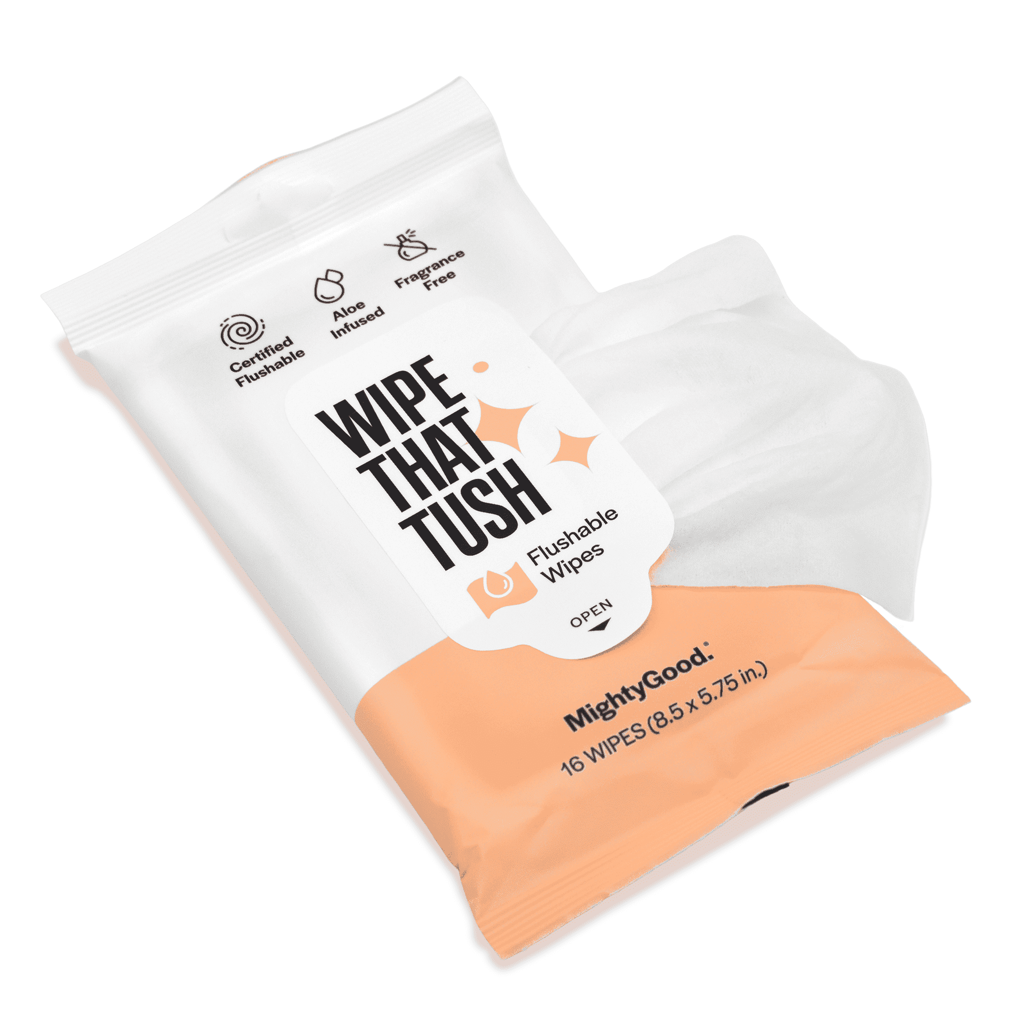 Wipe that Tush Flushable Wipes - Fragrance-Free - 12 Packs of 16, 192 Total