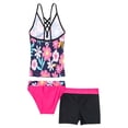 thumbnail image 4 of YONGHS Kids Girls 3-Piece Tankini Sets Swimsuit Top with Briefs Shorts Set Swimwear Bathing Suit, 4 of 6