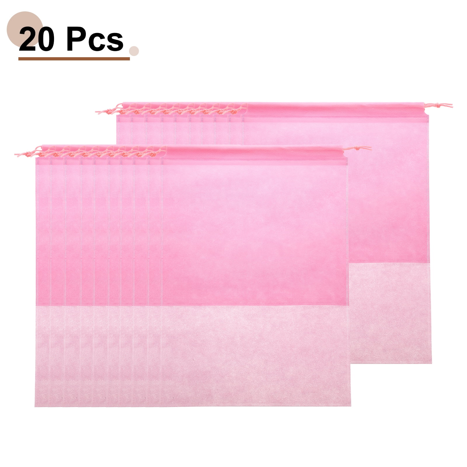 20pcs Travel Shoe Bags Non-Woven Drawstring Organizers Bags, Pink