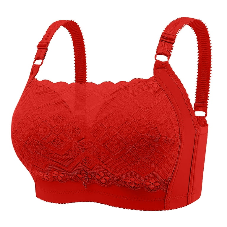 uublik Bras for Women Push Up Comfortable Wirefree Plus Size Full Coverage  Everyday Bras Red 