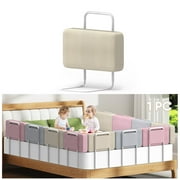 Kidsbuddy 19.7" Toddler Bed Rails Guard Foldable Portable Kids Bed Rail 5 Hole Height Adjustable Bed Rails for Toddlers, 1PC, Beige