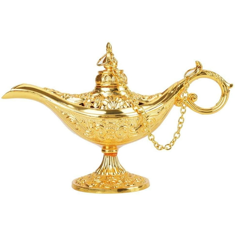 Metal Genie Lámpara Aladdin, Aladdin Magic Genie Light Luxury Magic Teapot  Retro Elf Light Teapot Lámpara de aceite Compatible con home Collection Of  Light Wishi