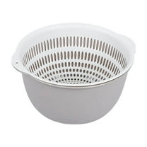 chaungfeng Drainage Vegetable Basket, Double Basket Plastic Washing Colander Bowl, Fruit and Salad Strainer for Kitchen, Cooking, Prep (7.9"x3.9")
