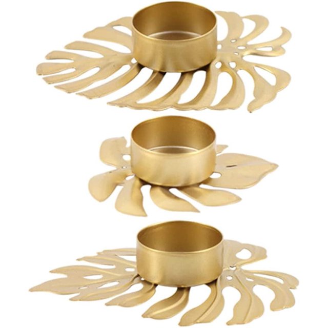 Portavelas de hoja de 3 uds, portavelas de Metal para velas, tazas para mesa de centro, mesa de comedor