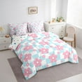 thumbnail image 3 of Homewish Colorful Cartoon Flower 7 Pieces Bedding Comforter Set,Cute Daisy Blossom Full Bedding Set,Pink Blue White Fitted Sheet Flat Sheet For Girls Kids,Breathable Home Decor Reversible, 3 of 8