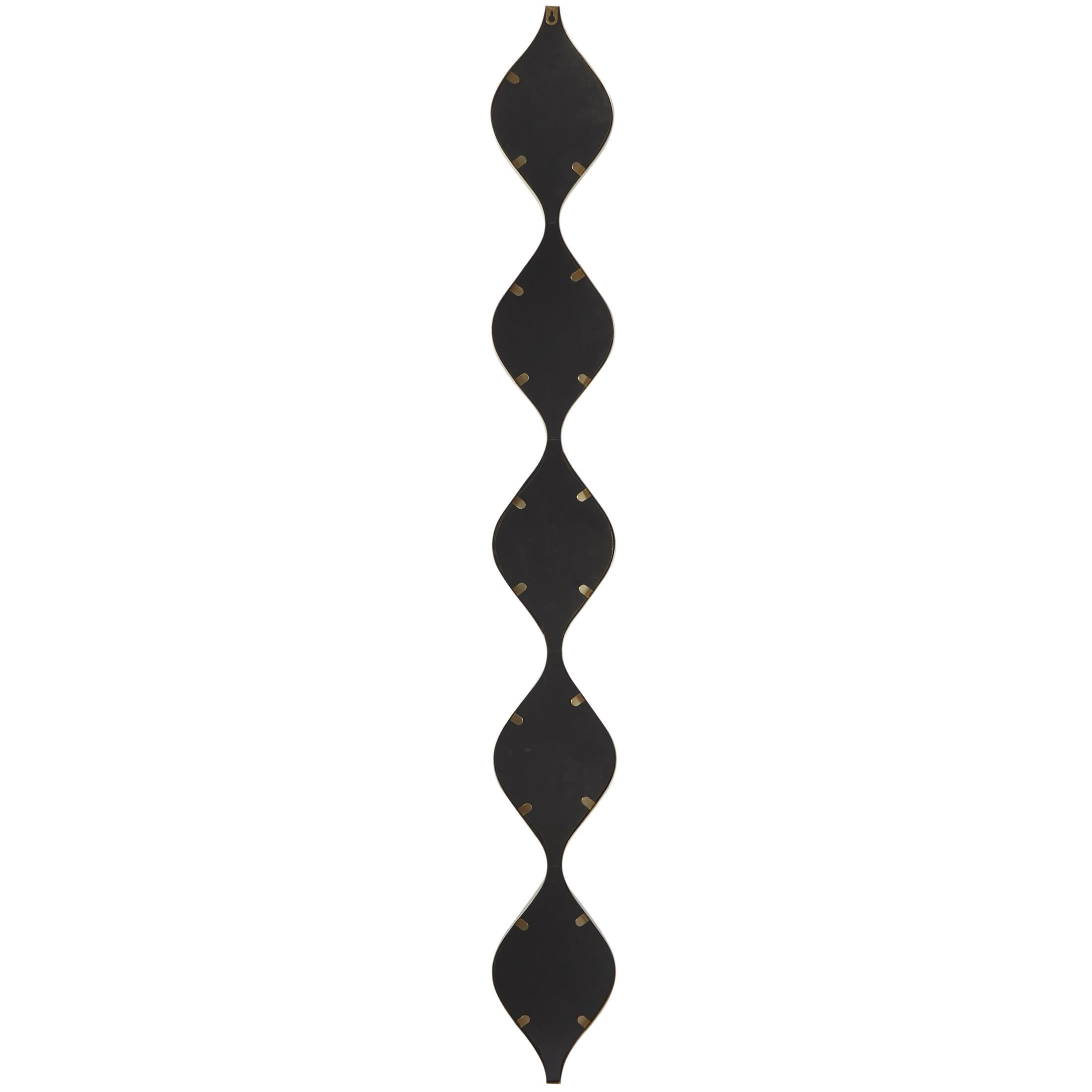 DecMode 7" x 59" Gold Slim Stacked Chain 5 Layer Geometric Wall Mirror with Tear Drop Pattern