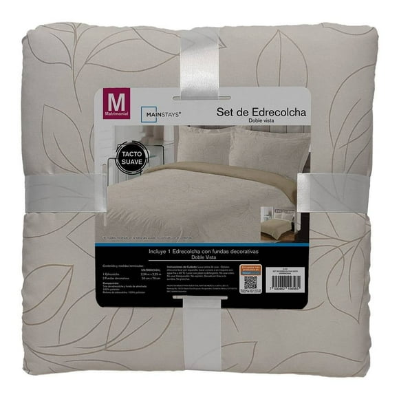 Set De Edrecolcha Mainstays Beige 3 Piezas Matrimonial