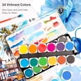 thumbnail image 2 of AUREUO Kids Watercolor Paint Set - 24 Colors Vibrant Watercolor Cakes with Plastic Palette & Paint Brush for Kids, Students, Beginners & Adults, 2 of 7