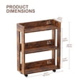 ALISENED 3 Tier Bookshelf and Bookcase with Wheels, Wood Small ...