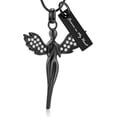 thumbnail image 4 of Crystal Angel Urn Necklace Cremation Urn Necklace for Ashes Angel Wing Keepsake Locket Stainless Steel Cross Cremation Jewelry Waterproof Memorial Pendant, 4 of 7