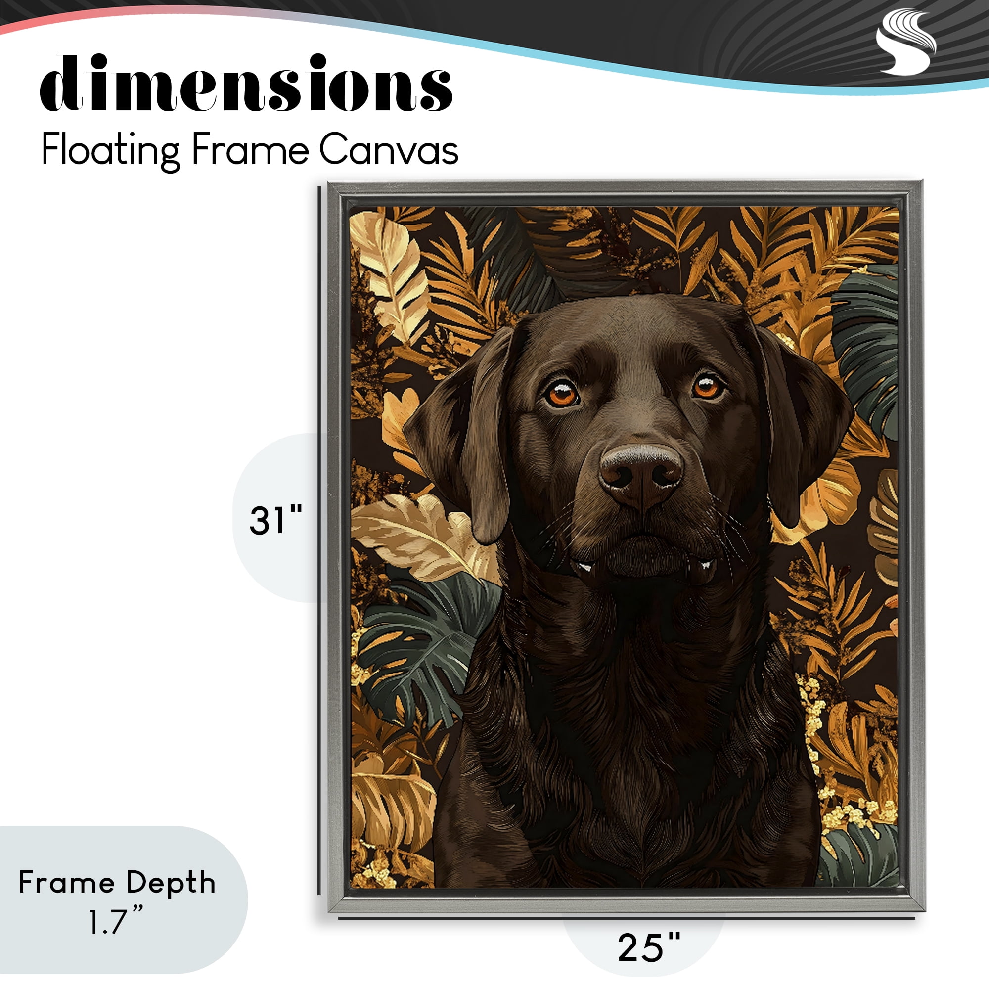 Stupell Industries Labrador with Golden Leaves Gray Framed Floater Canvas Wall Art, design by Creative Studio