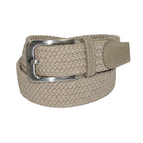 CTM Men's Big & Tall Elastic Braided Stretch Belt with Silver Buckle