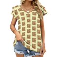 thumbnail image 3 of The Breakfast Selection-Cinnamon Swirl Crunch Ruffle Short Sleeve T-Shirt V Neck Shirts Pattern Cute Tops Casual Tee Cinnamon, 3 of 4