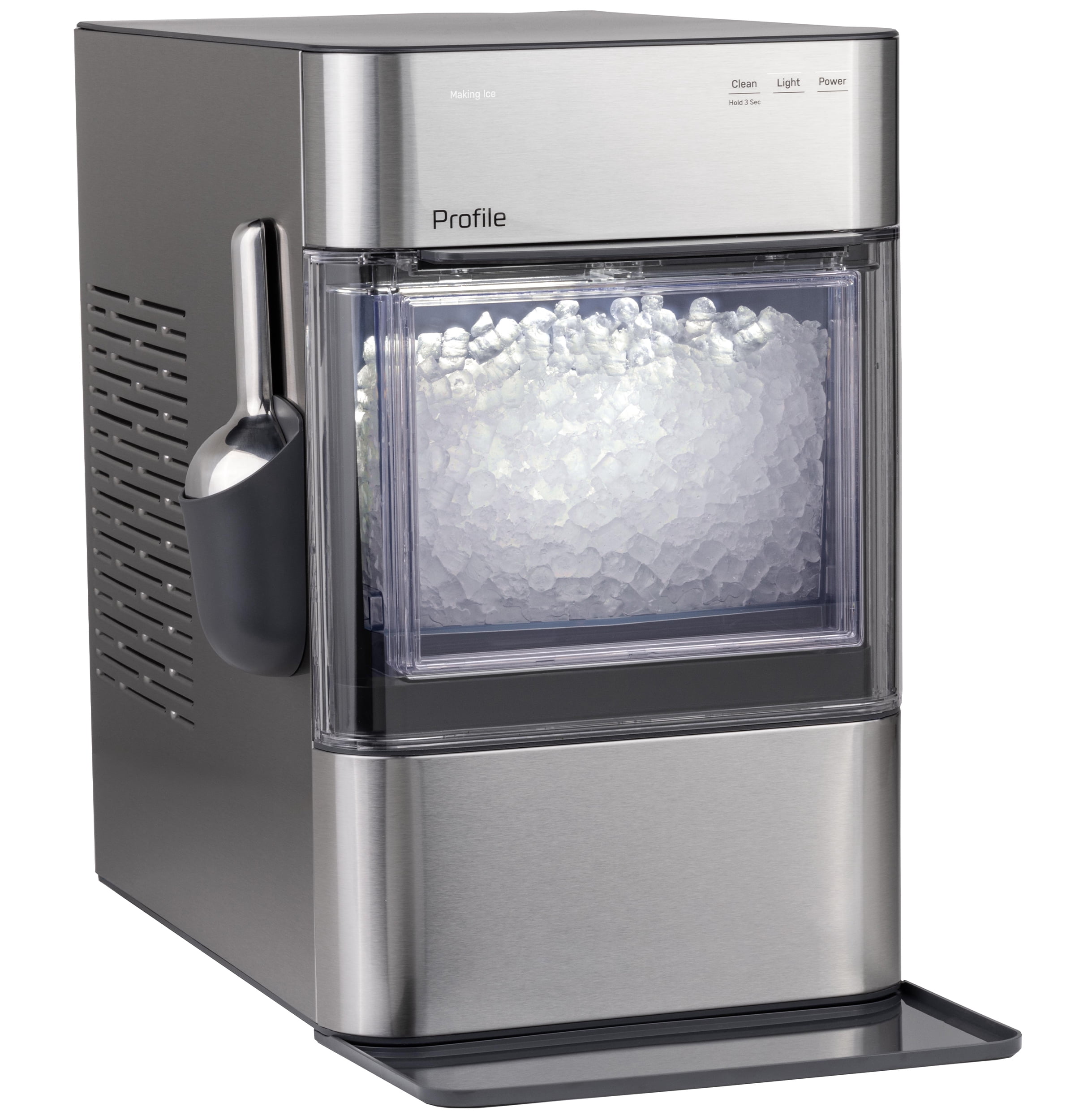 GE Profile Opal 2.0 Ultra Nugget Ice Maker with Scale Inhibiting Filter, Scoop Included, 38 lbs in 24 Hours, Pellet Ice Machine with WiFi & Smart Connected, Stainless Steel
