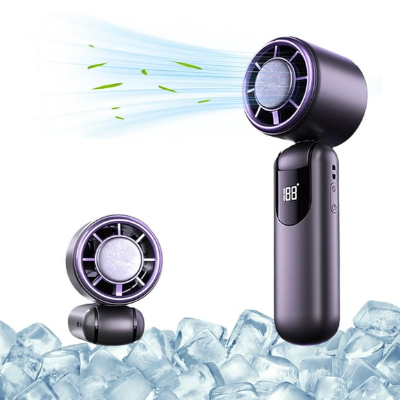 HQinX 3-in-1 Foldable Handheld Fan, 100 Speeds Digital Display, 4-20H Runtime, USB Fast Charging, 180° Adjustable Quiet Cooling, for Travel Office Outdoor - Grey