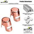thumbnail image 2 of BETTFOR Champagne Stoppers with Stainless Steel Champagne Saver with Food Grade Silicone Leak proof Keep Fresh Suitable for Champagne, Cava, Prosecco and Sparkling(RoseGold, 2 Pack)…, 2 of 8