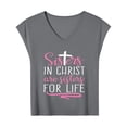 thumbnail image 4 of Sisters in Christ are Sisters for Life Holy Christian Faith Womens T Shirts, Short Sleeve V-Neck Shirts Cute Fit Summer Casual Tee Tops Gray 2XL, 4 of 5