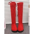 thumbnail image 6 of Ritualay Girls Plush Lined Knee-High Boots Fashion Pull On Winter Boot Non-Slip Outdoor Shoes Red 5.5Y, 6 of 8