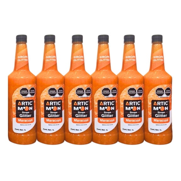 Kit de 6 Jarabes Kala Glitter Para Preparar Bebidas De 1 Lt Sabor Maracuyá
