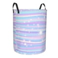 thumbnail image 2 of Balery Striped Gradient Round Laundry Basket with Handles Waterproof Freestanding Laundry Hamper for Clothes Toys in the Dorm and Family-Small, 2 of 8