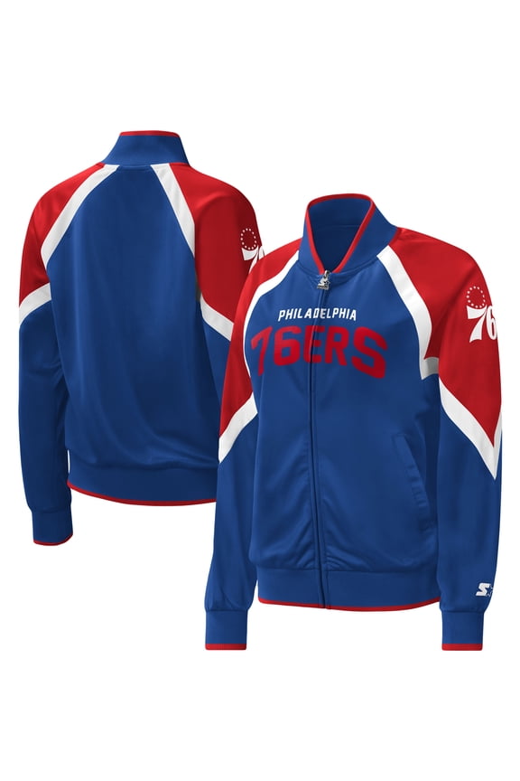 Women's Starter Royal Philadelphia 76ers Slam Dunk Raglan Full-Zip Track Jacket