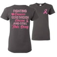 thumbnail image 1 of Wild Bobby, Fighting Cancer And Still Sexy, Breast Cancer Awareness, Front and Back Women Graphic Tee, Charcoal, Small, 1 of 4