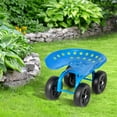 thumbnail image 2 of Topcobe Garden Rolling Workseat with 360° Swivel Seat and Adjustable Height, Outdoor Garden Carts-Blue, 2 of 10