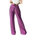 thumbnail image 4 of Wide Leg Pants for Women High Waisted Loose Yoga Trousers Solid Color Smocked Pleated Stretch Sweatpants, 4 of 9