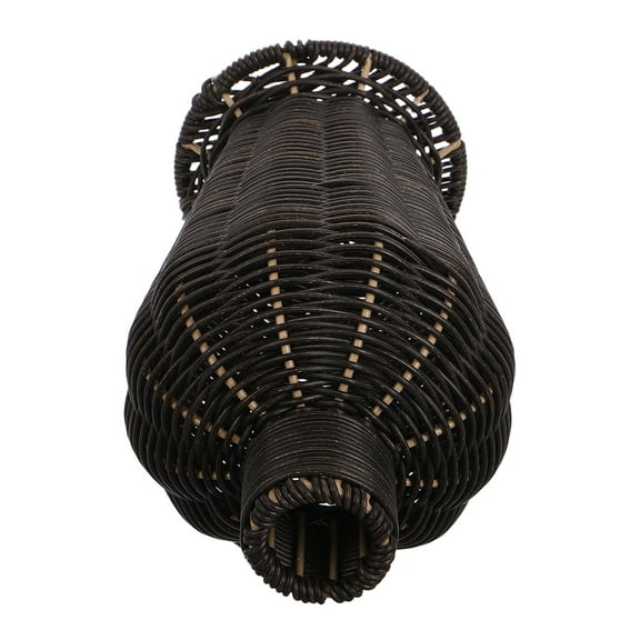 Imitation Rattan Vase Country Style Woven Plants Basket Rustic Vase Plastic Woven Dried Flower Vase For Home Table Wedding Decoration Black