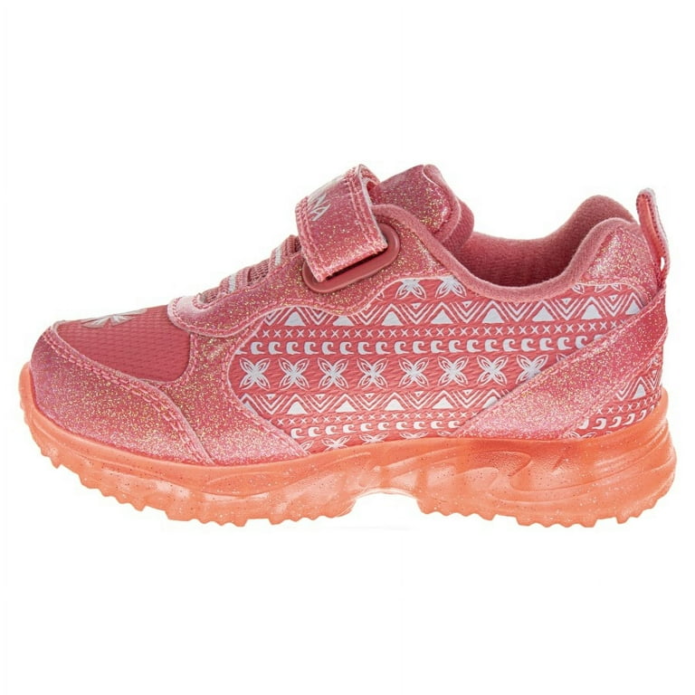 Disney Moana Girls' Hook and Loop Light Up Fashion Sneakers