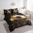 thumbnail image 2 of Castle Fairy Luxury Golden Soccer Ball Twin Bedding 7-Piece, Crown Sparkle Design Bedding Comforter Set, Gold Black,Black Reversible, 2 of 7