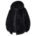 thumbnail image 5 of COSFO Faux Fur Jackets for Men Zip Up Hooded Casual Black Windbreaker with Pockets Long Sleeve Loose Fit Mens Winter Coats, 5 of 5