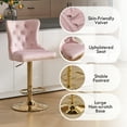 thumbnail image 2 of Velvet Gold Bar Stools Set of 2 Modern Counter Height Bar Stools with Lion Pull Ring Tufted Back, Nailhead Upholstered Barstools for Home Kitchen Island, Swivel Adjustable Stool Chair in Pink, 2 of 9
