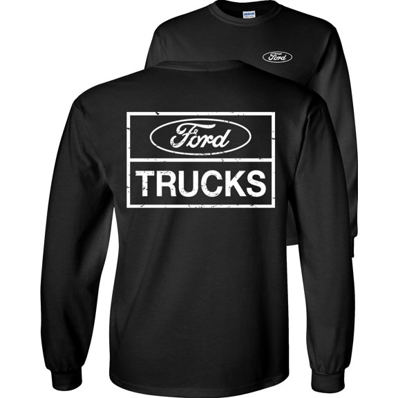 Fair Game Ford Trucks Long Sleeve Shirt F150 Ranger Truck Classic White Square Logo F&B-Black-4x