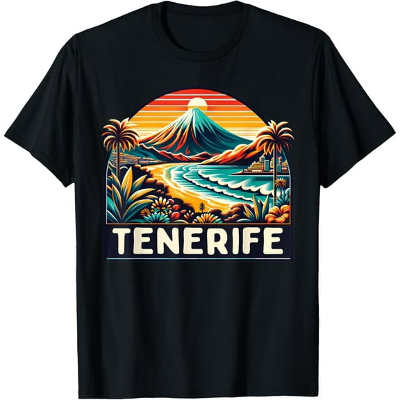 Tenerife Spain Vintage Holiday Souvenir T-ShirtMen and women, Black T-shirt, size: Extra large