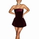 thumbnail image 2 of Vestido Mini Ajustado con Hombros Descubiertos para Mujer, de Terciopelo, Corte A, para Fiesta y Club. Rojo L, 2 of 9