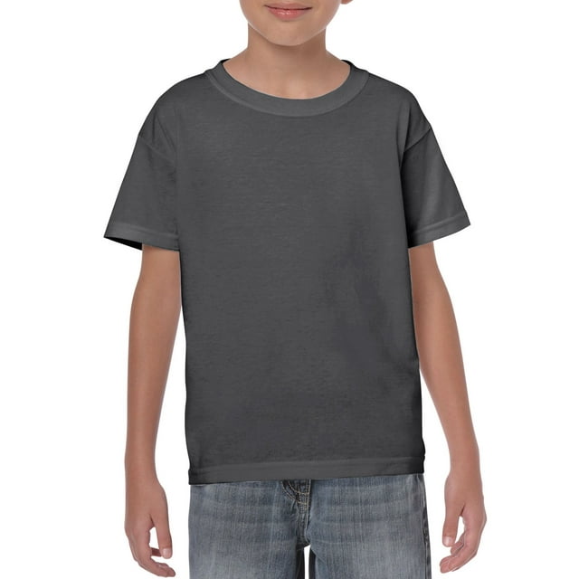 Gildan Youth Heavy Cotton T-Shirt, M, Dark Heather