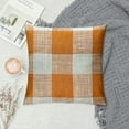 thumbnail image 2 of RUIYC  Fall Throw Pillow Covers Buffalo Plaid Check Pillow Covers with Pom-poms Decorative Couch Throw Pillows Farmhouse Cushion Cases for Sofa Orange and White, 2 of 5
