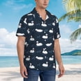 thumbnail image 3 of Susaid Cartoon Swan Print Hawaiian Shirts for Men Women,Hawaiian Summer Short-Sleeve Casual Relaxed-Fit Button-Down,Large, 3 of 7