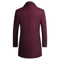 thumbnail image 2 of SWSMCLT Men's Long Trench Coat Single Breasted Notch Lapel Wool Blend Pea Coat Quilted Lined Business Casual Blazer Jacket Dress Overcoat Warm Winter Slim Fit Peacoat Jacket Fall Top Red 46, 2 of 3
