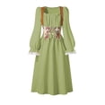 thumbnail image 3 of Vestido de princesa con mangas abullonadas, encaje, manga larga, lazo, estampado floral, cintura ceñida, vestido de poliéster para niña, 3 of 6