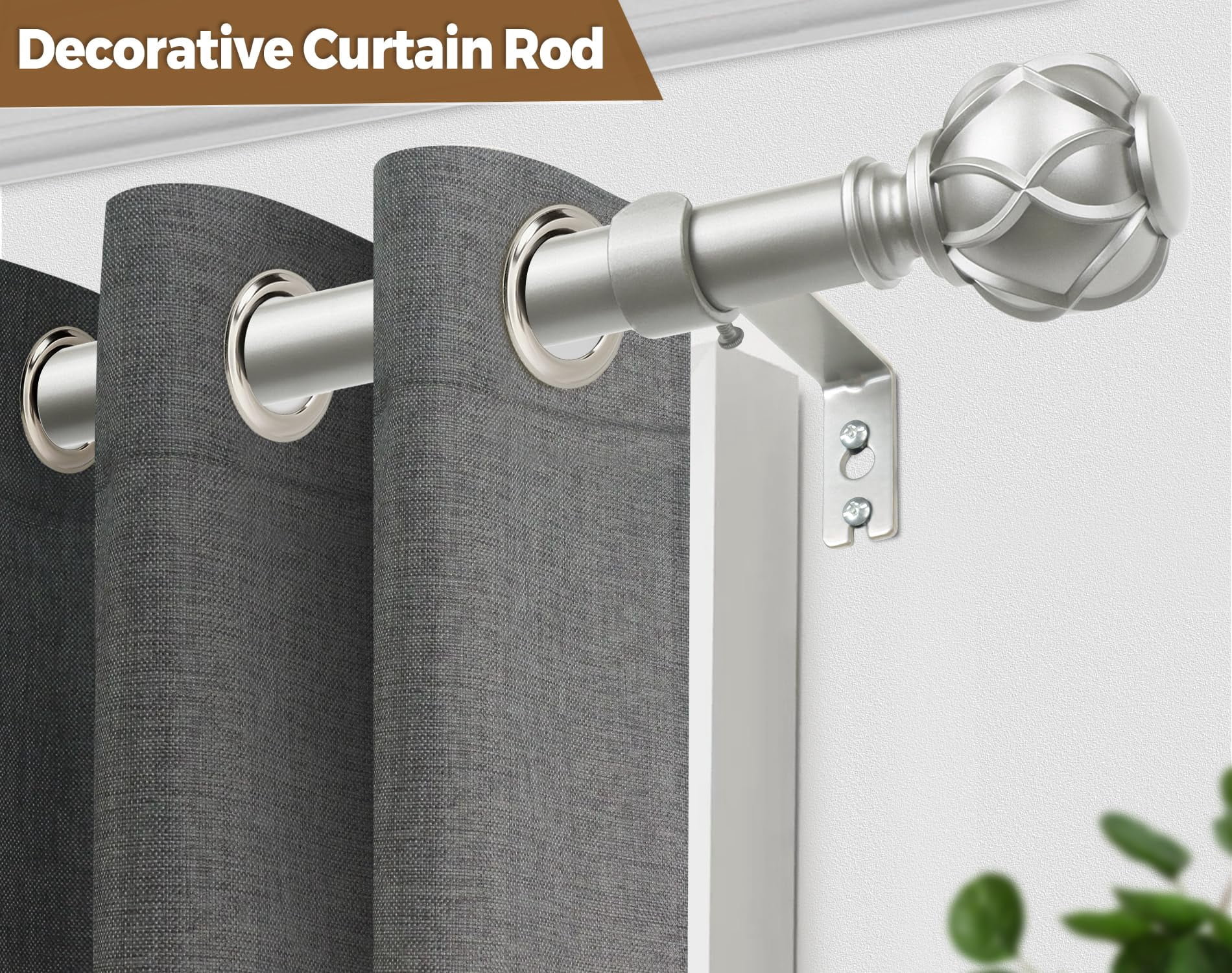 1 Inch Extra Long Curtain Rod 140 To 195 Inches Heavy Duty Rods For Windows 120 170  Adjustable Drapery With Netted Texture Finials