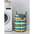 thumbnail image 3 of Geometric Laundry Bag, Abstract Trippy Funky Digital Complex Forms Creative Mosaic Technology Motif, Hamper Basket with Handles Drawstring Closure for Laundromats, 13" x 19", Multicolor, by Ambesonne, 3 of 4