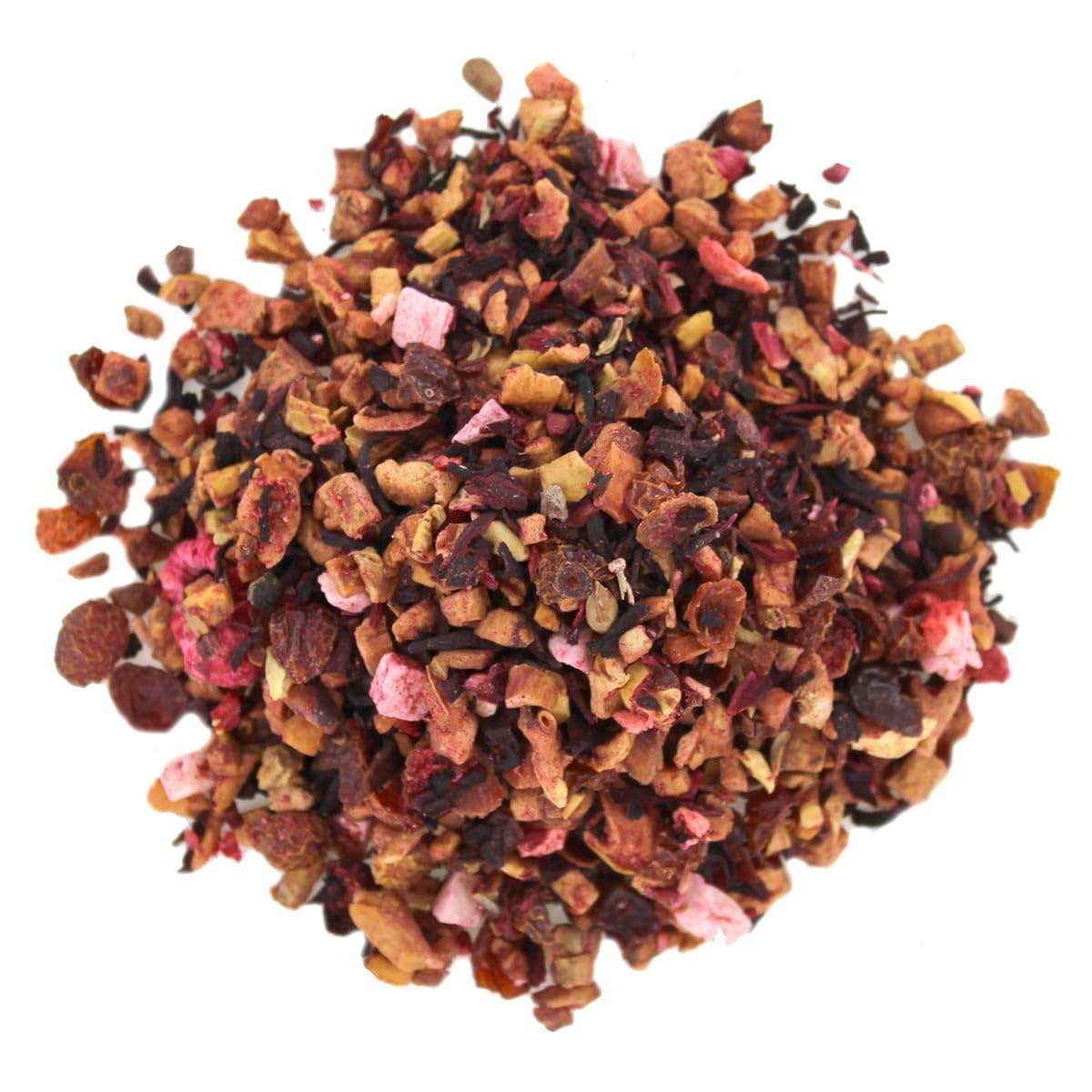 Lady Hannahs Whole Fruit Herbal Tea | Loose Leaf Caffeine-Free Tea | 16oz Resealable Pouch | Sweet Tart Fruity Blend | Hot or Iced | Apple Hibiscus Rosehip Berry Tea | Kids Popsicle Friendly